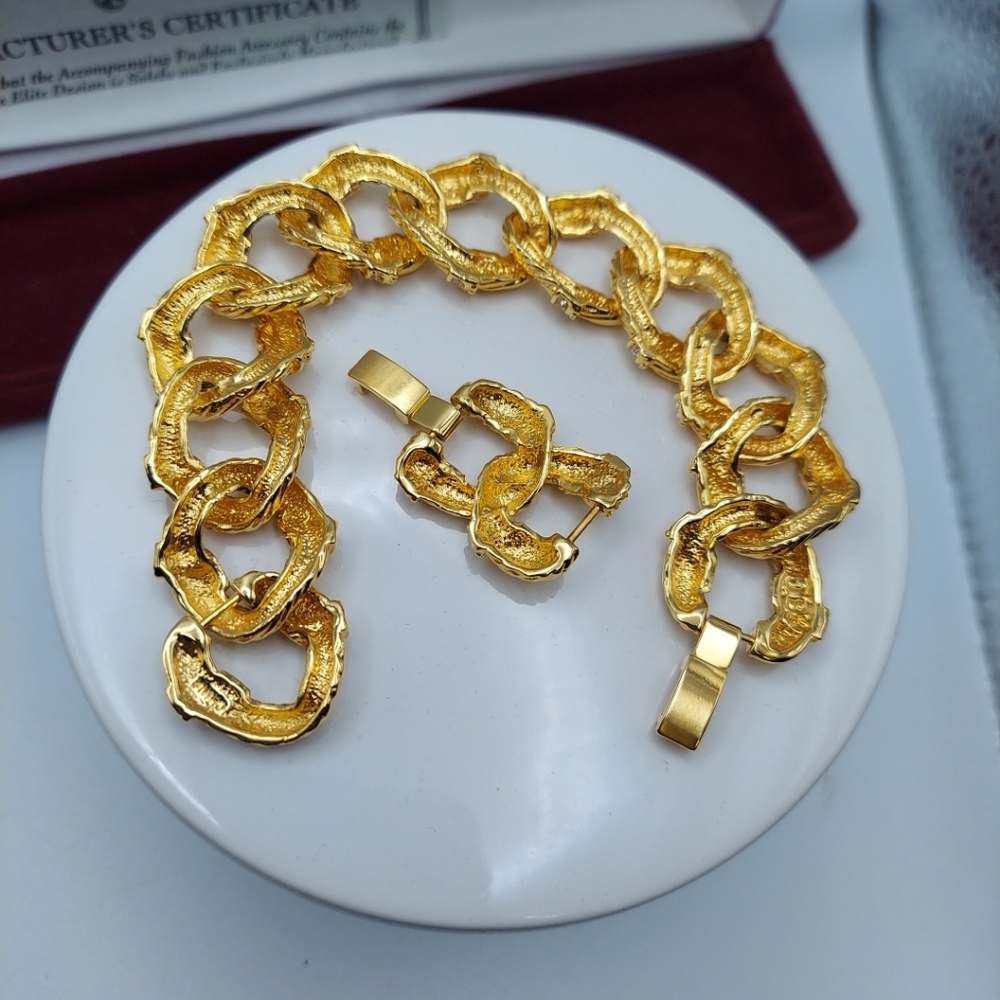 Camrose & Kross Large Link Bracelet 7" with Rhinesones, has Extender 1". VGC. - Picture 2 of 13